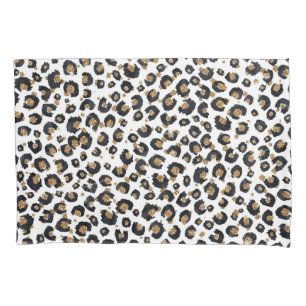 Elegant Gold Glitter Black Leopard Animal Print Pillowcase