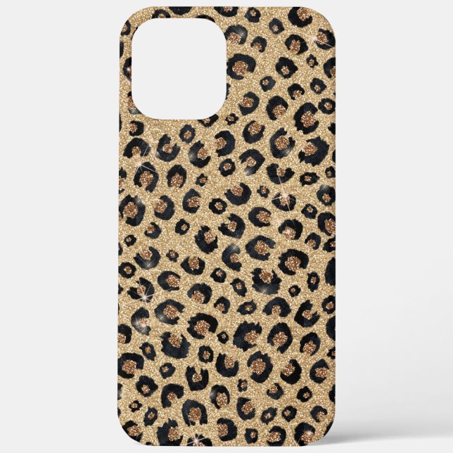 Elegant Gold Glitter Black Leopard Print  Case-Mate iPhone Case (Back)