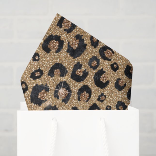 Elegant Gold Glitter Black Leopard Print Tissue Paper (Gift Bag)