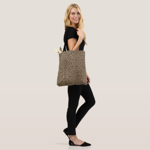 Elegant Gold Glitter Black Leopard Print Tote Bag