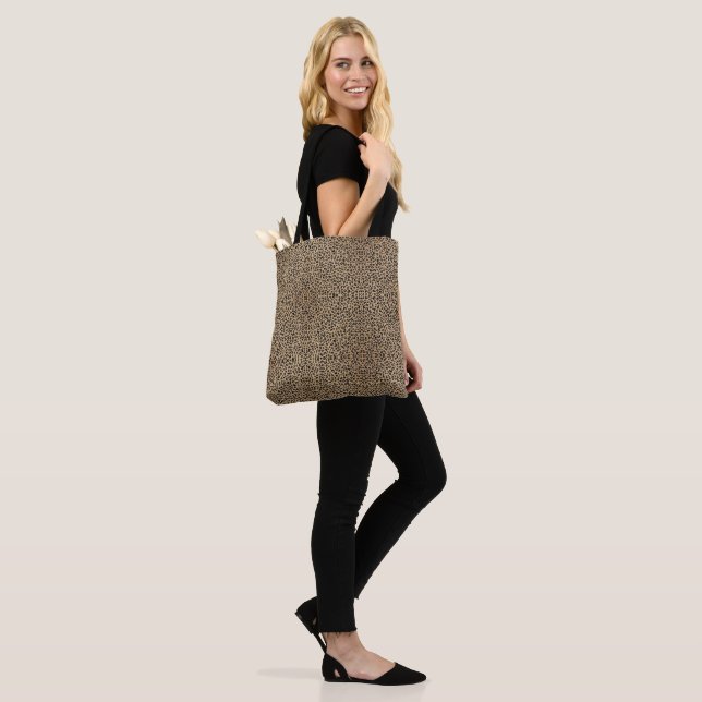 Elegant Gold Glitter Black Leopard Print Tote Bag (On Model)