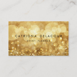 Elegant Gold Glitter Bokeh Business Card