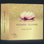 Elegant Gold Glitter Bokeh Hearts Lotus Wedding Binder<br><div class="desc">Elegant gold heart rings,  and lotus on silver glitter bokeh.</div>