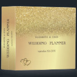 Elegant Gold Glitter Bokeh Hearts Wedding Binder<br><div class="desc">Elegant gold heart rings on silver glitter bokeh.</div>