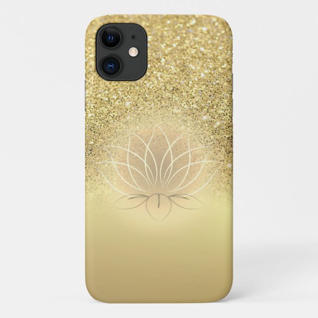 Elegant Gold  Glitter Bokeh Lotus Case-Mate iPhone Case (Back)