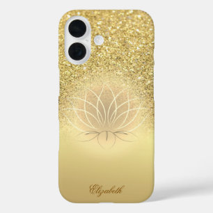 Elegant Gold  Glitter Bokeh Lotus iPhone 16 Case