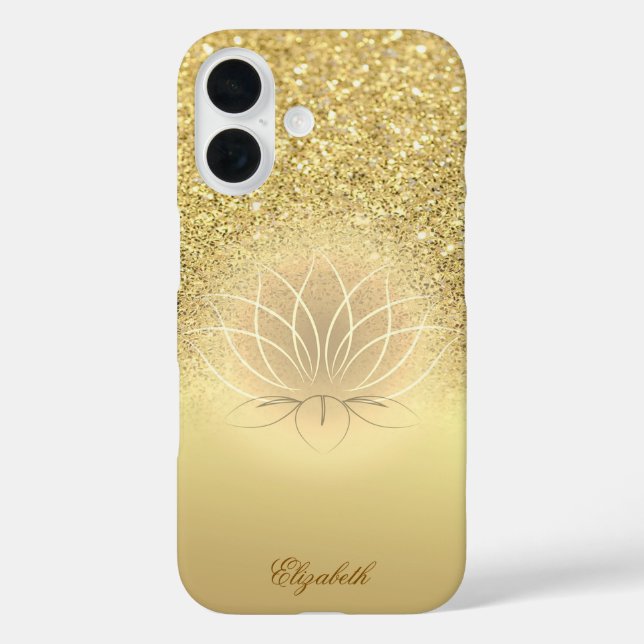 Elegant Gold  Glitter Bokeh Lotus Case-Mate iPhone Case (Back)