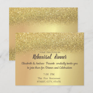 Elegant Gold Glitter Bokeh Rehearsal Dinner Invitation