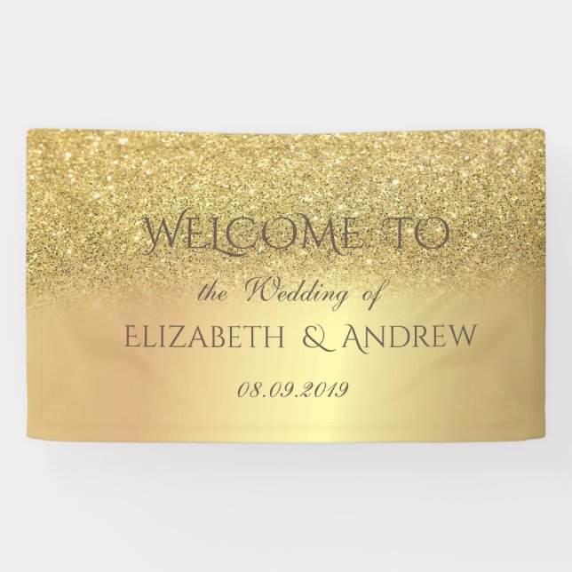 Elegant Gold  Glitter Bokeh  Wedding Banner (Horizontal)