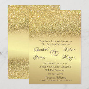 Elegant Gold Glitter Bokeh Wedding Invitation