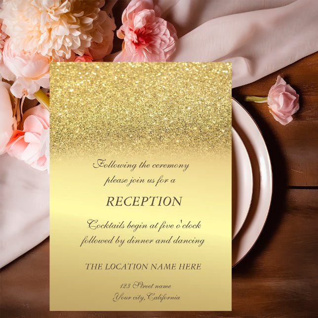 Elegant  Gold Glitter Bokeh  Wedding Reception Invitation (Creator Uploaded)