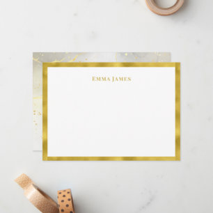 Elegant Gold Glitter Border Marble Personalized Card