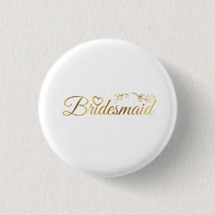 Elegant Gold Glitter Bridesmaid 1 Inch Round Button