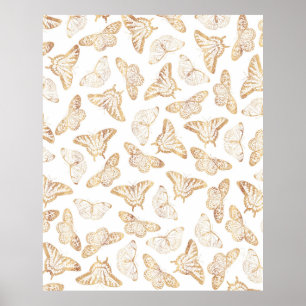 Elegant Gold Glitter Butterfly Glam Design Poster
