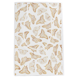 Elegant Gold Glitter Butterfly Medium Gift Bag