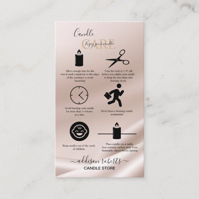 Elegant Gold Glitter Candle Care Business Card (Front)