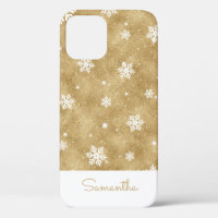 Elegant Gold Glitter Christmas Snowflake Pattern