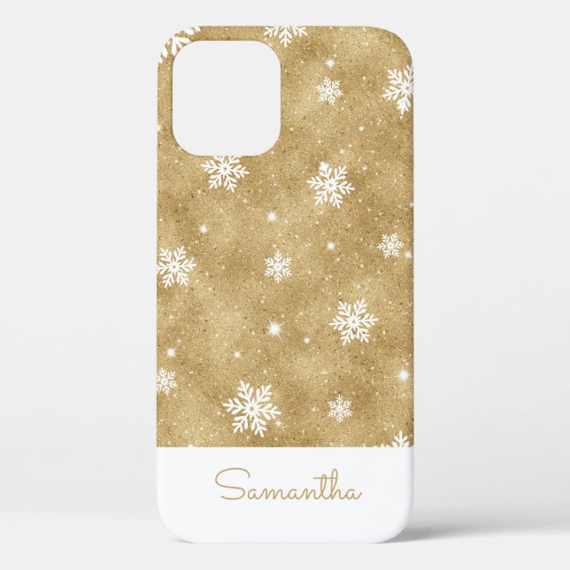 Elegant Gold Glitter Christmas Snowflake Pattern Case-Mate iPhone Case (Back)