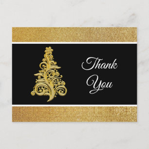 Elegant Gold Glitter Christmas Thank You Card