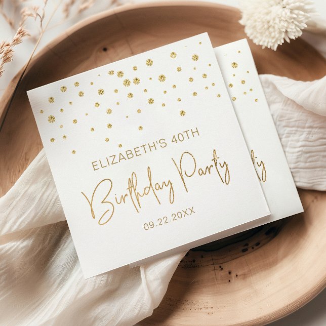 Elegant Gold Glitter Confetti 40th Birthday Party Napkin (Creator Uploaded)