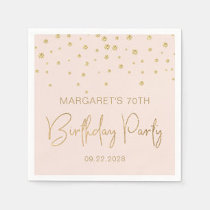 Elegant Gold Glitter Confetti 70th Birthday Blush Napkin