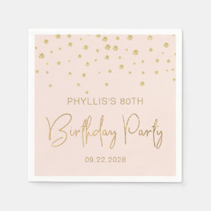 Elegant Gold Glitter Confetti 80th Birthday Blush Napkin