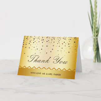 Elegant Gold Glitter Confetti Metal Thank You Card
