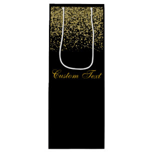 Elegant Gold Glitter Confetti Wedding Wine Gift Bag