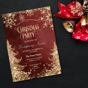 Elegant Gold Glitter Corporate Christmas Party Invitation