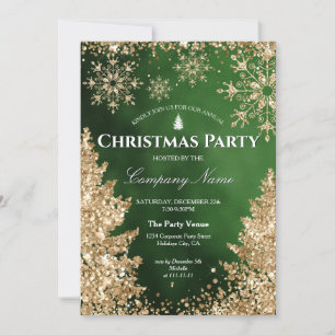 Elegant Gold Glitter Corporate Christmas Party Invitation
