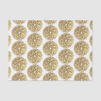 Elegant Gold Glitter Dahlia Flowers on White Tissue Paper