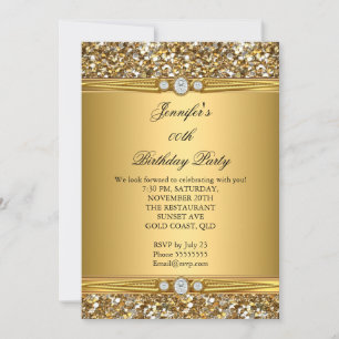 Elegant Gold Glitter Diamond Birthday Party 2 Invitation