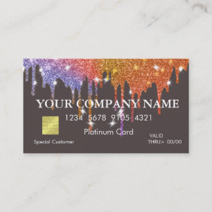 Elegant Gold Glitter Dripping Black Credit Card