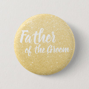 Elegant gold glitter father of the groom wedding 2 inch round button