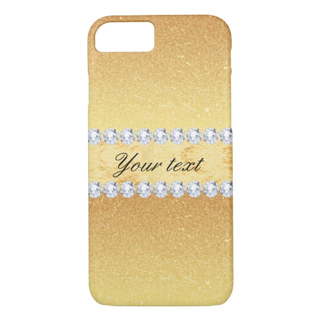 Elegant Gold Glitter Foil and Diamonds Case-Mate iPhone Case (Back)