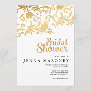 Elegant Gold Glitter Foil Bridal Shower Invitation