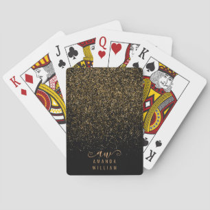 Elegant Gold Glitter Glam Monogram Name Playing Cards