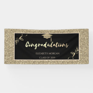 Elegant Gold Glitter Graduate Cap Banner