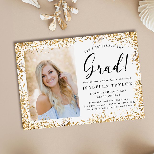 Elegant Gold Glitter Graduation Party Invitation (Creator Uploaded)