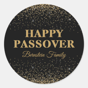 Elegant Gold Glitter Happy Passover Stickers