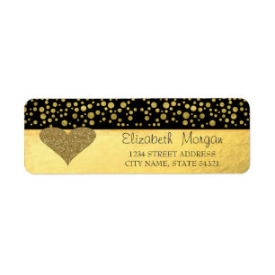 Elegant,Gold Glitter Heart,Confetti Address Label