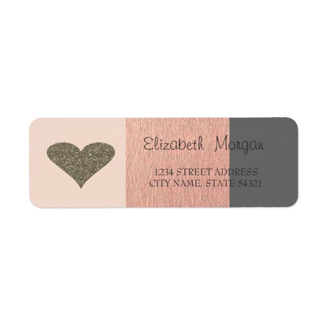 Elegant,Gold Glitter Heart,StripedAddress Label (Front)
