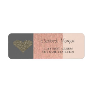 Elegant,Gold Glitter Heart,StripedAddress Label