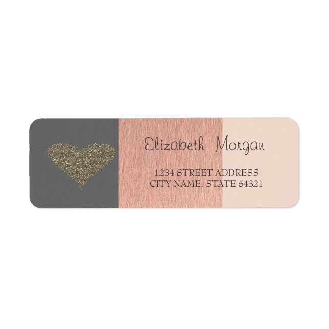 Elegant,Gold Glitter Heart,StripedAddress Label (Front)