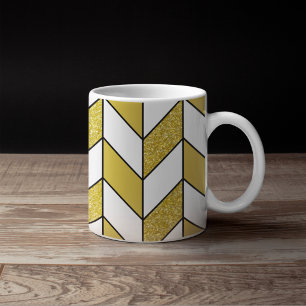 Elegant Gold Glitter Herringbone Chevron Pattern Coffee Mug