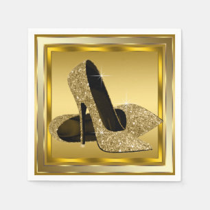 Elegant Gold Glitter High Heel Napkin