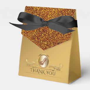 Elegant Gold Glitter High Heel Shoes Favor Box