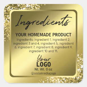 Elegant Gold Glitter Ingredient Labels