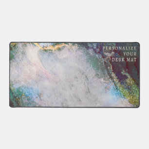 Elegant Gold Glitter Jade Green Marble Customized Desk Mat
