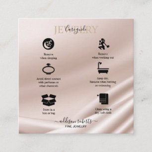Elegant Gold Glitter Jewellery Care Square Busines Business Card